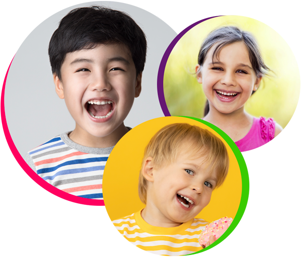 three children smiling logo, pediatric dentistry atascocita tx